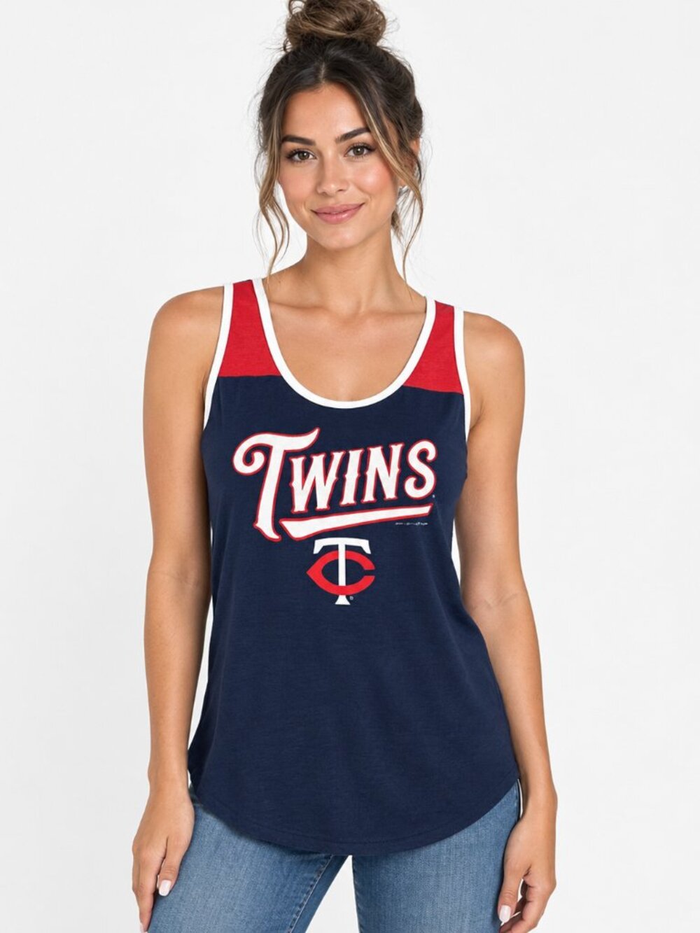 Minnesota Twins MLB Women’s Tank Top Large NWOT Navy Red